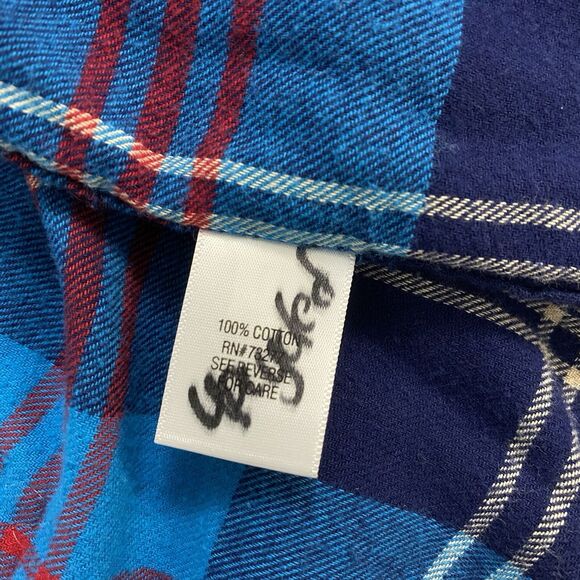 Upcycled Flannel Shirt Womens Large Shacket Ghostface Grunge Scary Movies Blue - Picture 11 of 16